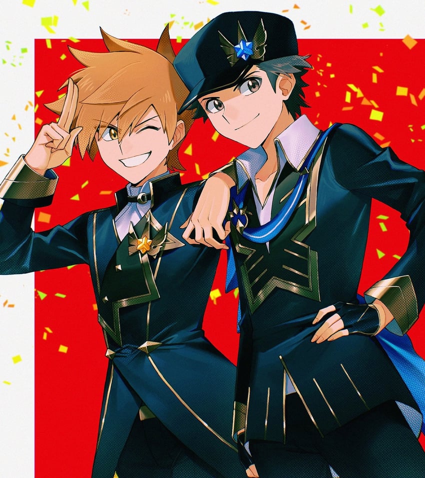 blue oak and red (pokemon and 1 more) drawn by kuruto.
