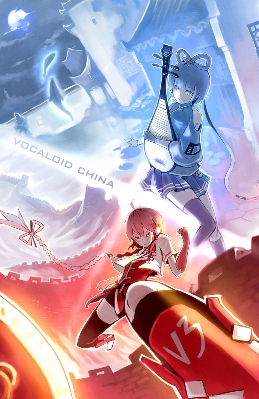 luo tianyi and yuezheng ling (vocaloid and 1 more) drawn by yuushoku