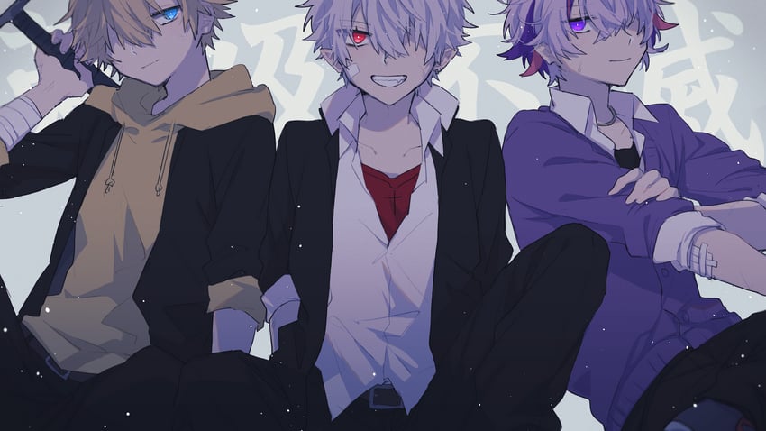 kuzuha, fuwa minato, and ex albio (nijisanji) drawn by nekojiri