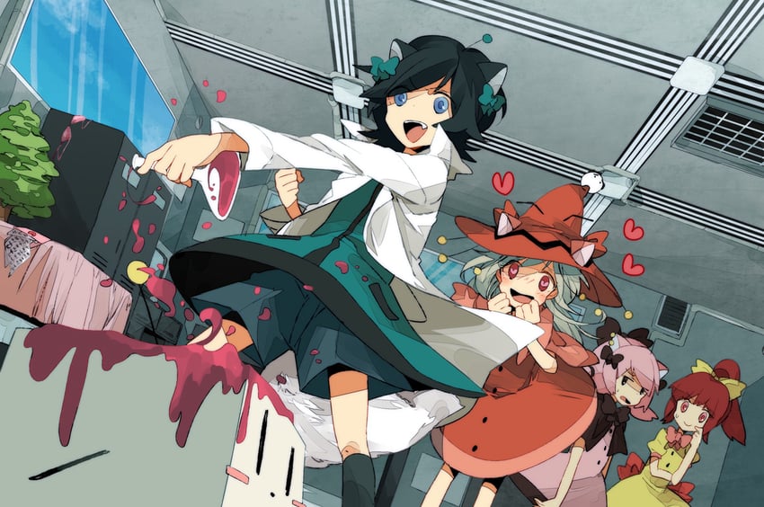 moochasu dudager, mocha coffee, paripariume umeko, and agochu ketsuago (towelket wo mou ichido and 1 more) drawn by kinari