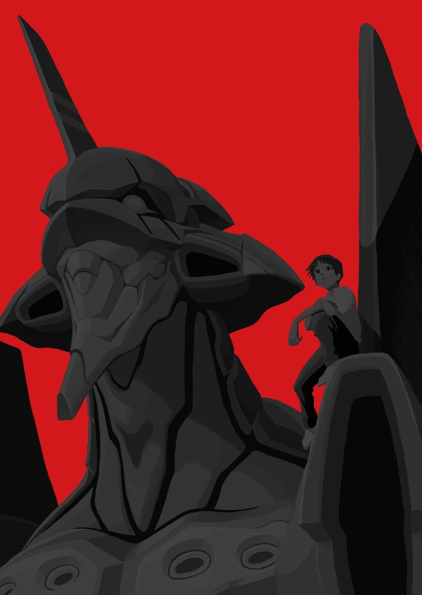 ikari shinji and eva 01 (neon genesis evangelion) drawn by kimura_yuji