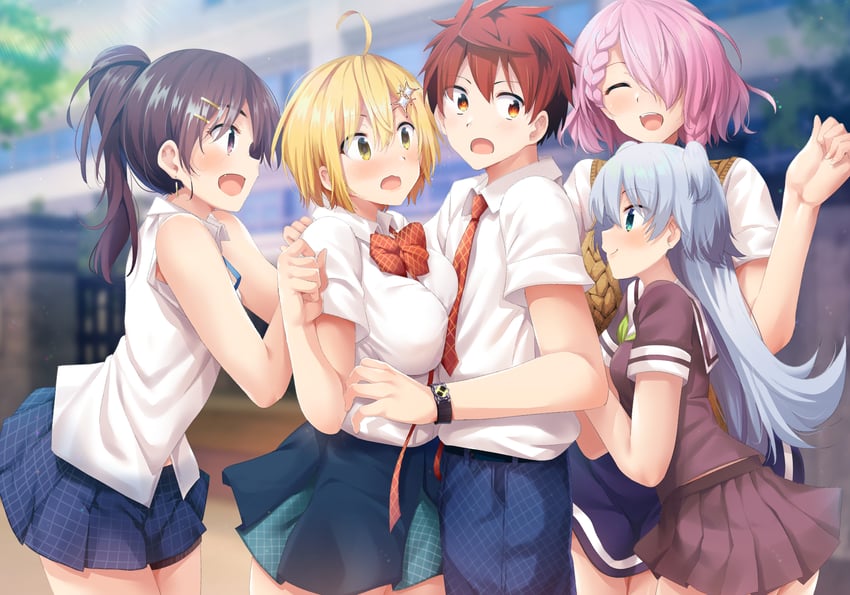 hoshino kirara, shirayuki maihime, tenkuuji sora, momozono momoka, and enjou retto (dokyuu hentai hxeros) drawn by ryouma_(galley)