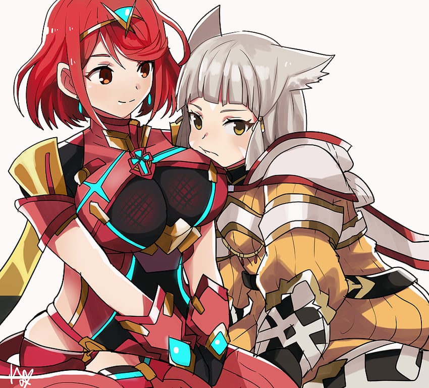 pyra and nia (xenoblade chronicles and 1 more) drawn by rem_(eyes_410)