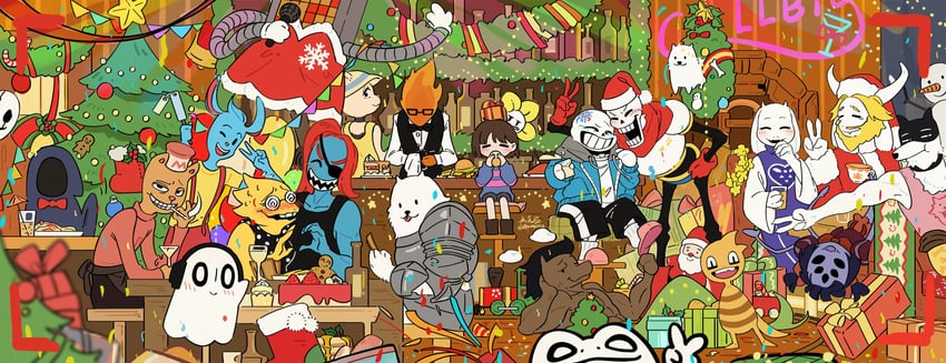frisk, sans, undyne, papyrus, toriel, and 13 more (undertale) drawn by guangchen'er
