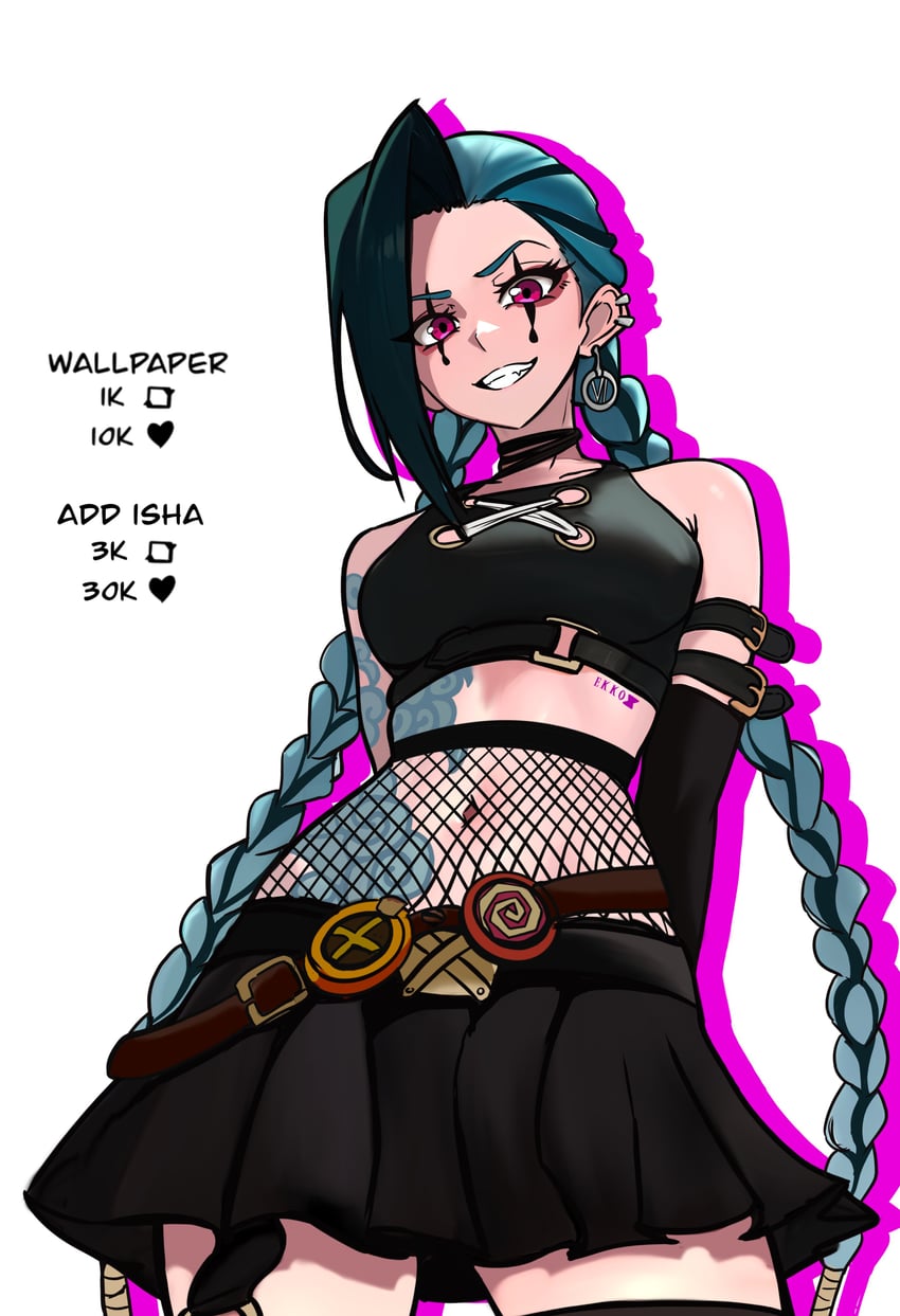 jinx and arcane jinx (league of legends and 1 more) drawn by redpostit