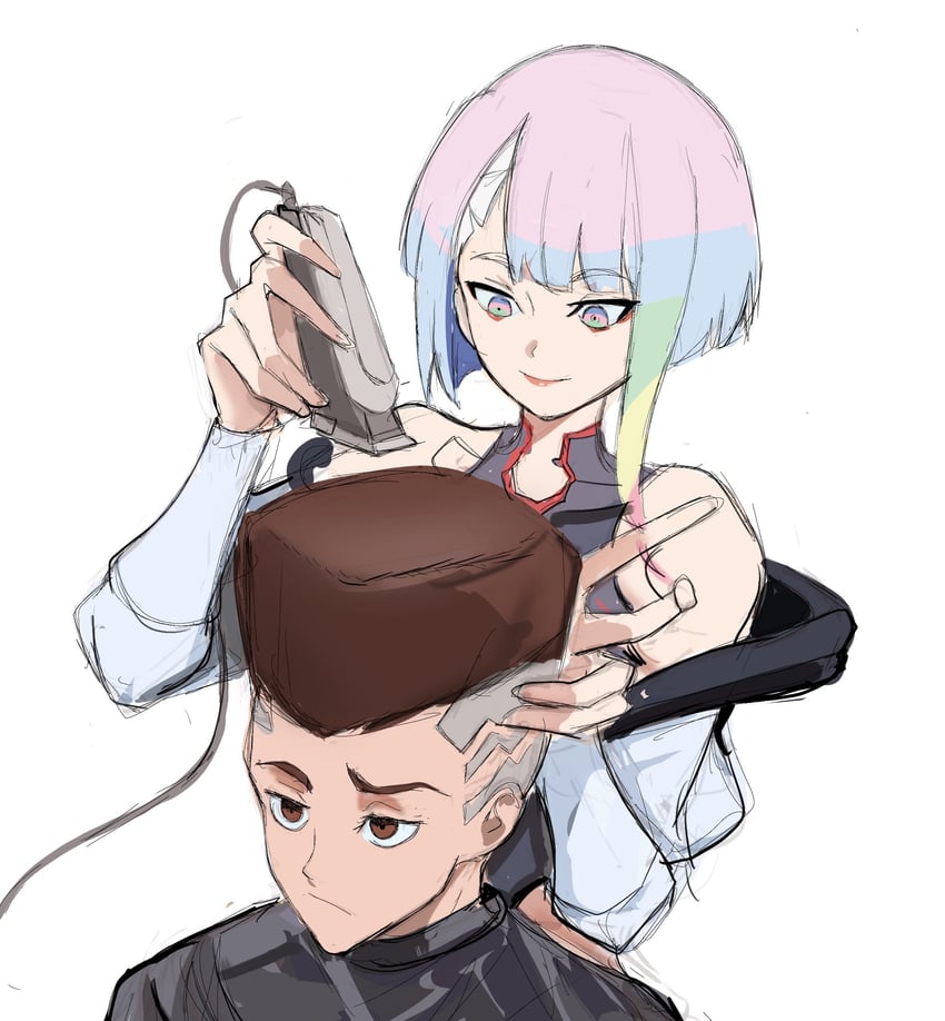 lucy and david martinez (cyberpunk and 1 more) drawn by rakeemspoon