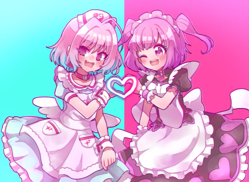 yumemi riamu and makino ikumi (idolmaster and 3 more) drawn by takenoko_mgrc