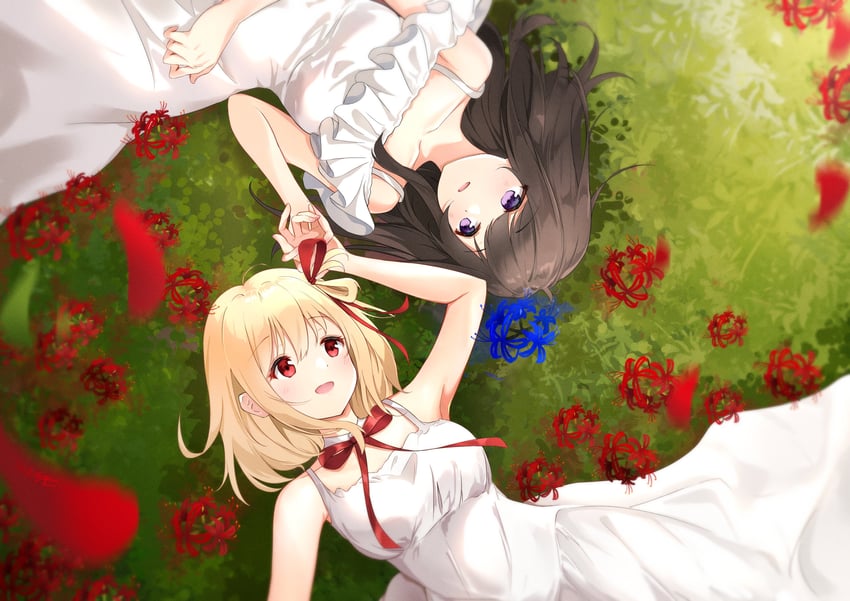 nishikigi chisato and inoue takina (lycoris recoil) drawn by captain_yina