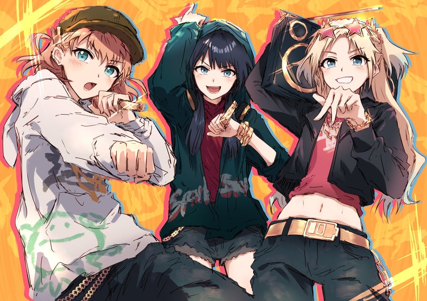 hinoshita kaho, murano sayaka, and osawa rurino (love live! and 1 more) drawn by bullfalk