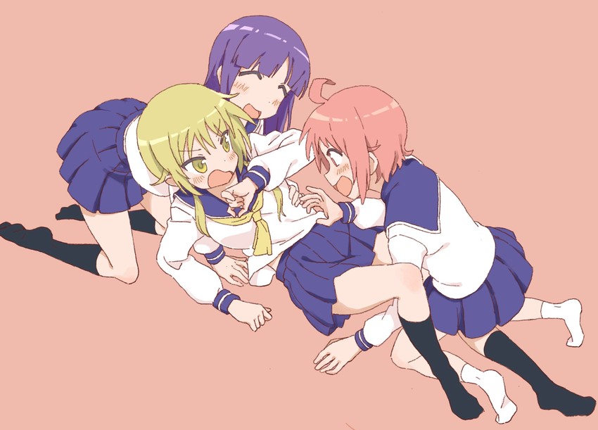 ichii yui, hinata yukari, and nonohara yuzuko (yuyushiki) drawn by akamidoriao_(rgb)