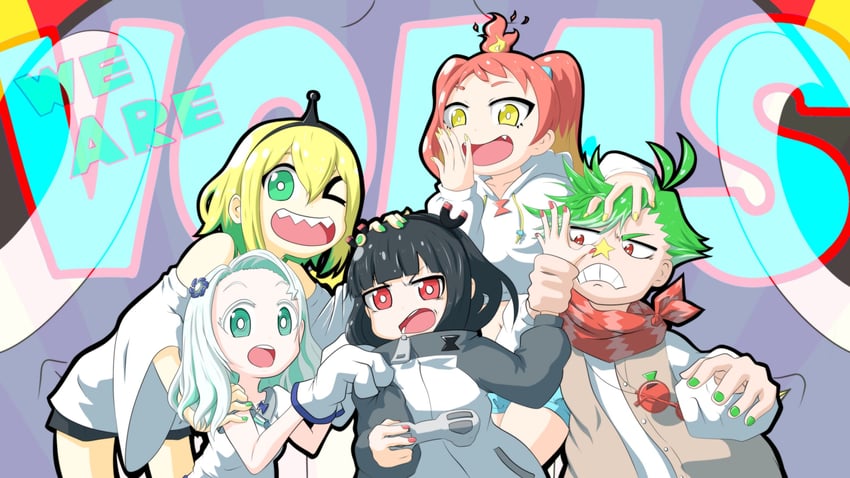 amano pikamee, hikasa tomoshika, jitomi monoe, daimonji ryugon, gyari, and 1 more (voms) drawn by pasunekoru