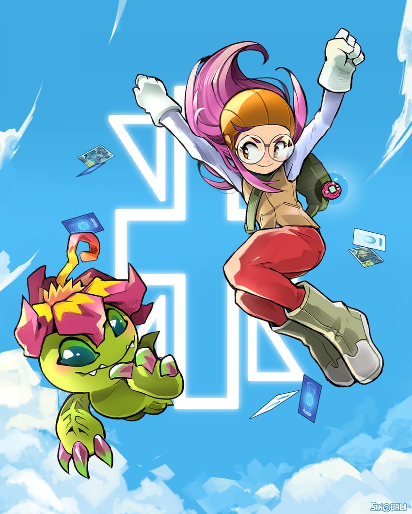 palmon and inoue miyako (digimon and 3 more) drawn by sinobali
