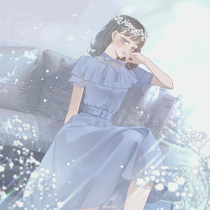 kato nana (real life and 1 more) drawn by okitafuji