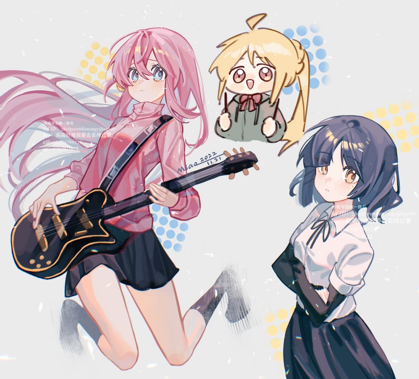 gotoh hitori, ijichi nijika, and yamada ryo (bocchi the rock!) drawn by miao_(sisheng)