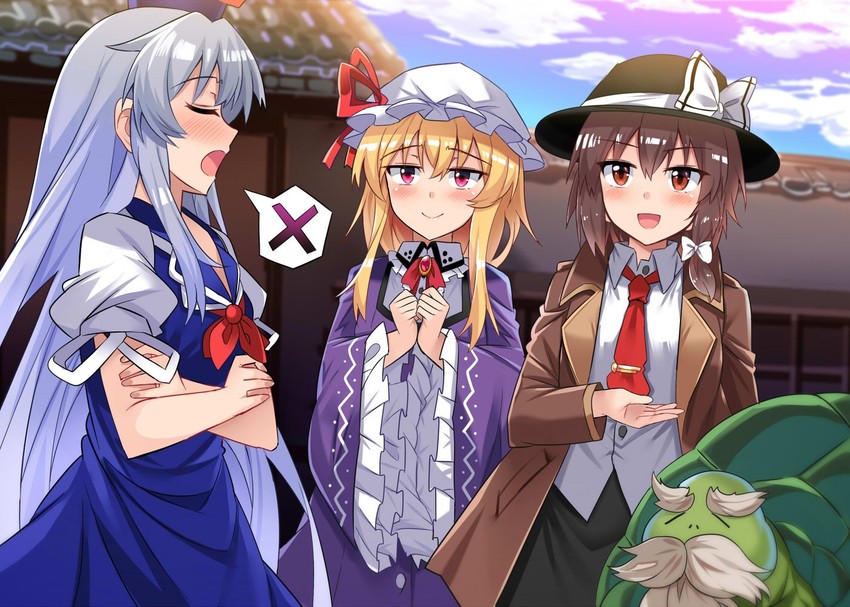 kamishirasawa keine, usami renko, maribel hearn, and genjii (touhou) drawn by e.o.