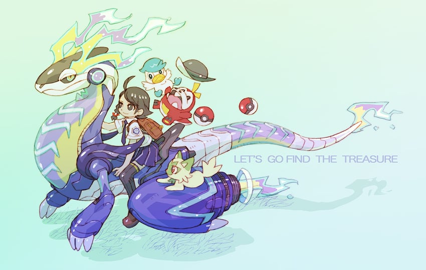 juliana, sprigatito, fuecoco, quaxly, and miraidon (pokemon and 1 more) drawn by nakayama_tooru