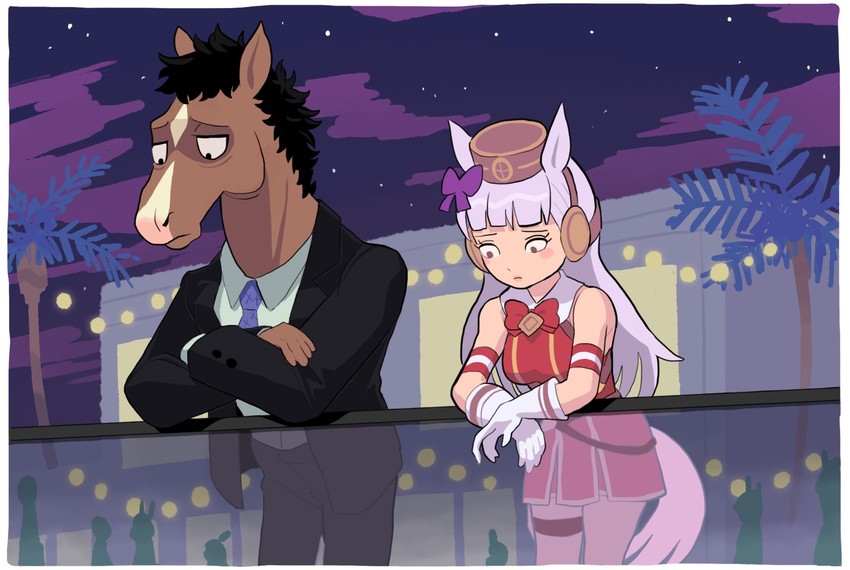 gold ship and bojack horseman (umamusume and 1 more) drawn by gashi-gashi