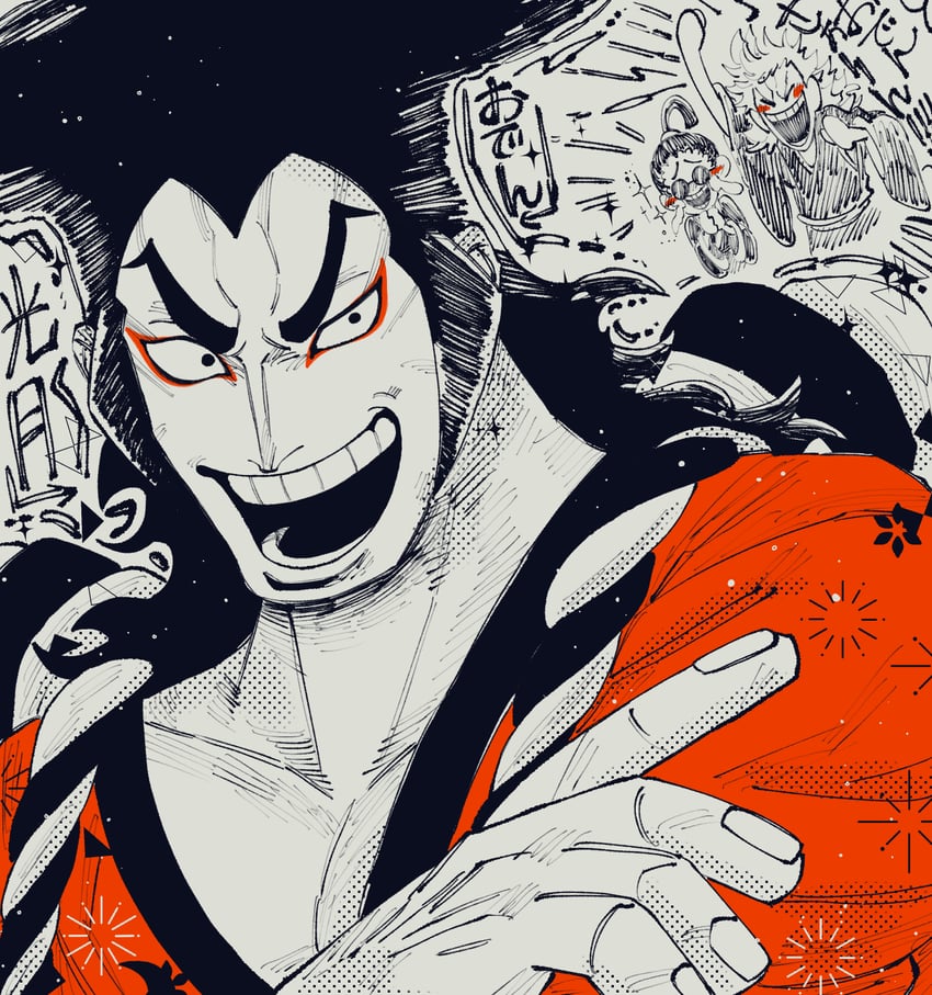 kouzuki oden, kinemon, and denjirou (one piece) drawn by larugo0513