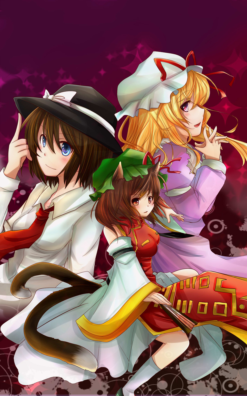 yakumo yukari, chen, usami renko, and maribel hearn (touhou) drawn by asyuaffw