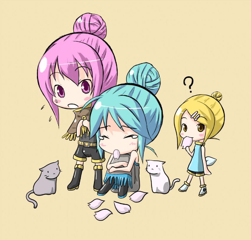 hatsune miku, kagamine rin, and megurine luka (vocaloid) drawn by nekobaka