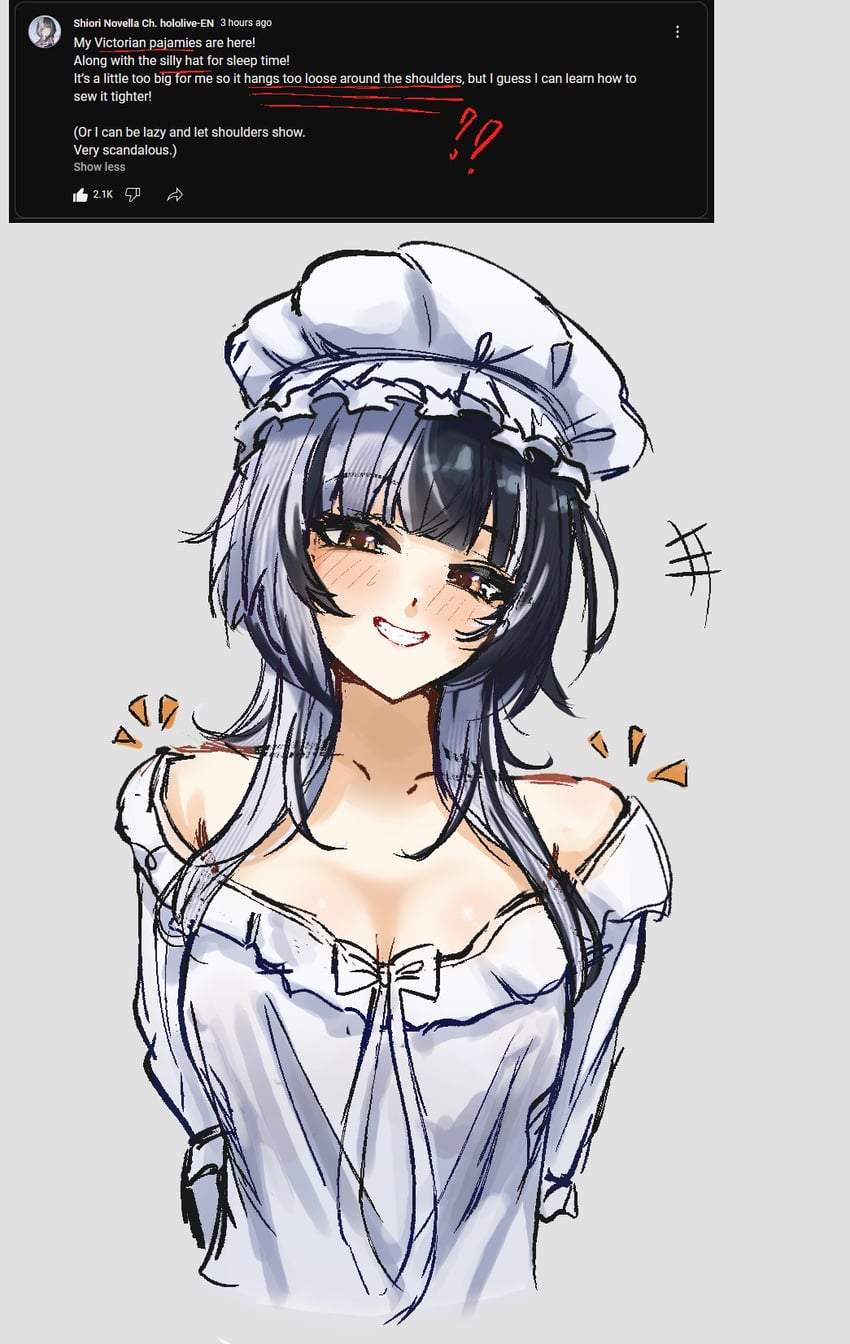 shiori novella (hololive and 1 more) drawn by penguin_stamp