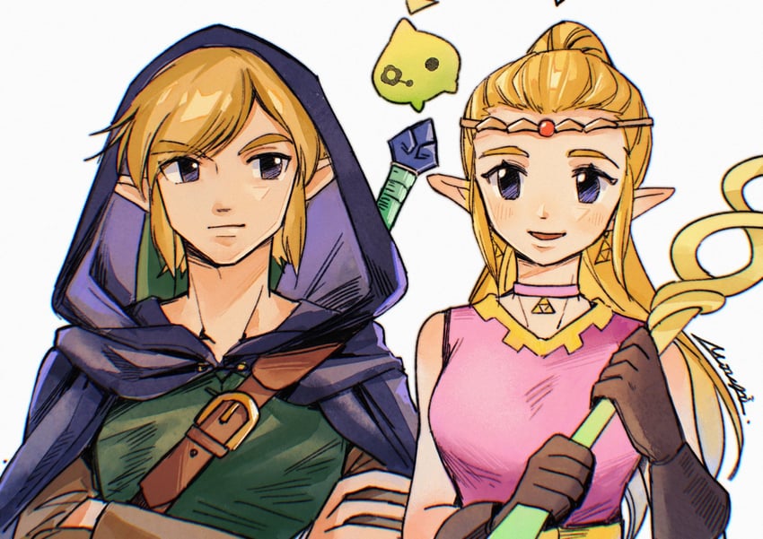 link, princess zelda, and tri (the legend of zelda and 1 more) drawn by mouyi