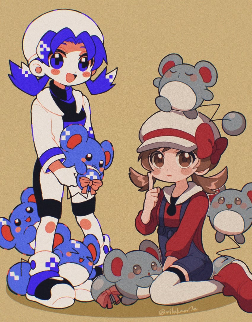 lyra, kris, and marill (pokemon and 2 more) drawn by mikakami1e