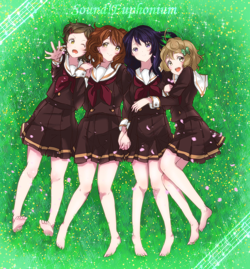 oumae kumiko, kousaka reina, kawashima sapphire, and katou hazuki (hibike! euphonium) drawn by alpha_(smashbox)