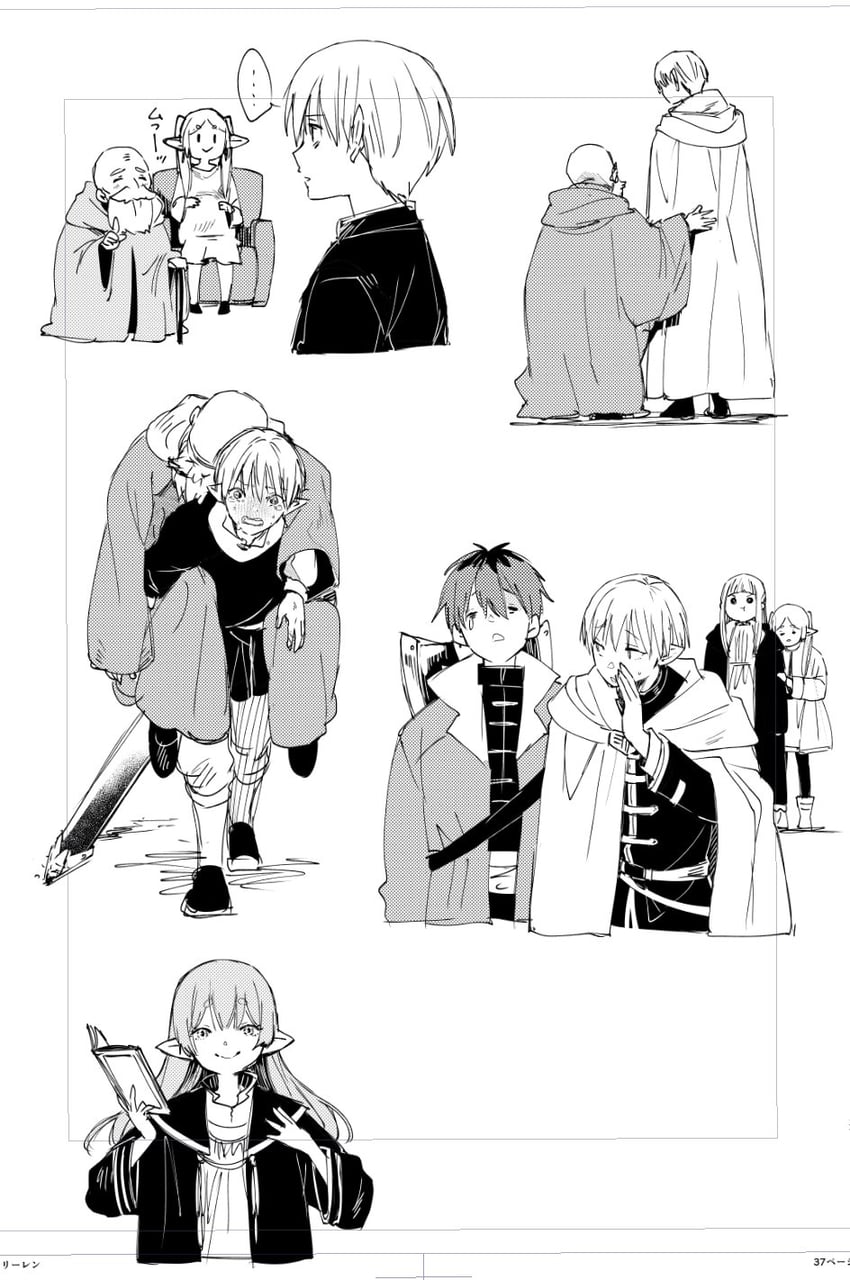 frieren, fern, stark, and himmel (sousou no frieren) drawn by mikki_(asmp)