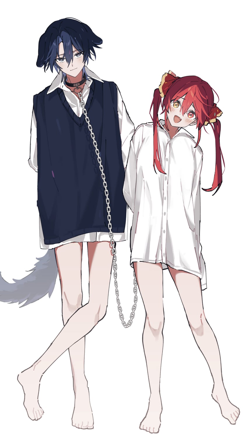 houshou marine and hiodoshi ao (hololive and 1 more) drawn by planetzer_0