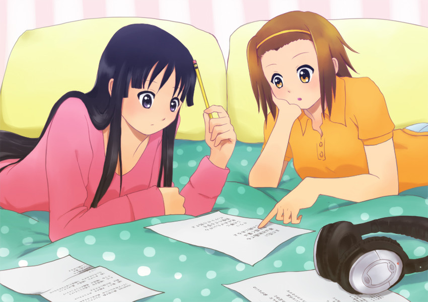 akiyama mio and tainaka ritsu (k-on!) drawn by xin_(blueramen)