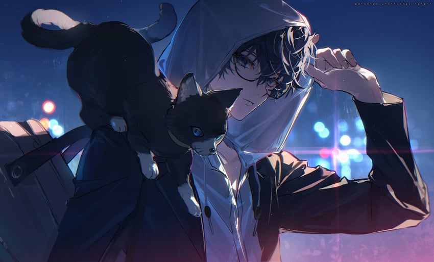 amamiya ren and morgana (persona and 1 more) drawn by doran_(doran7280)