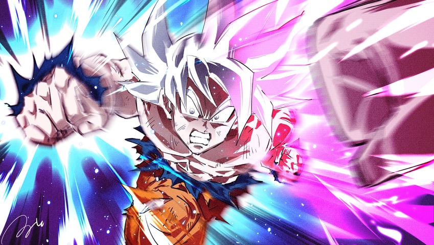 son goku and jiren (dragon ball and 1 more) drawn by ruto830