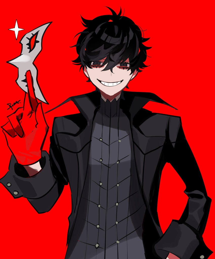 amamiya ren and joker (persona and 1 more) drawn by btmr_game
