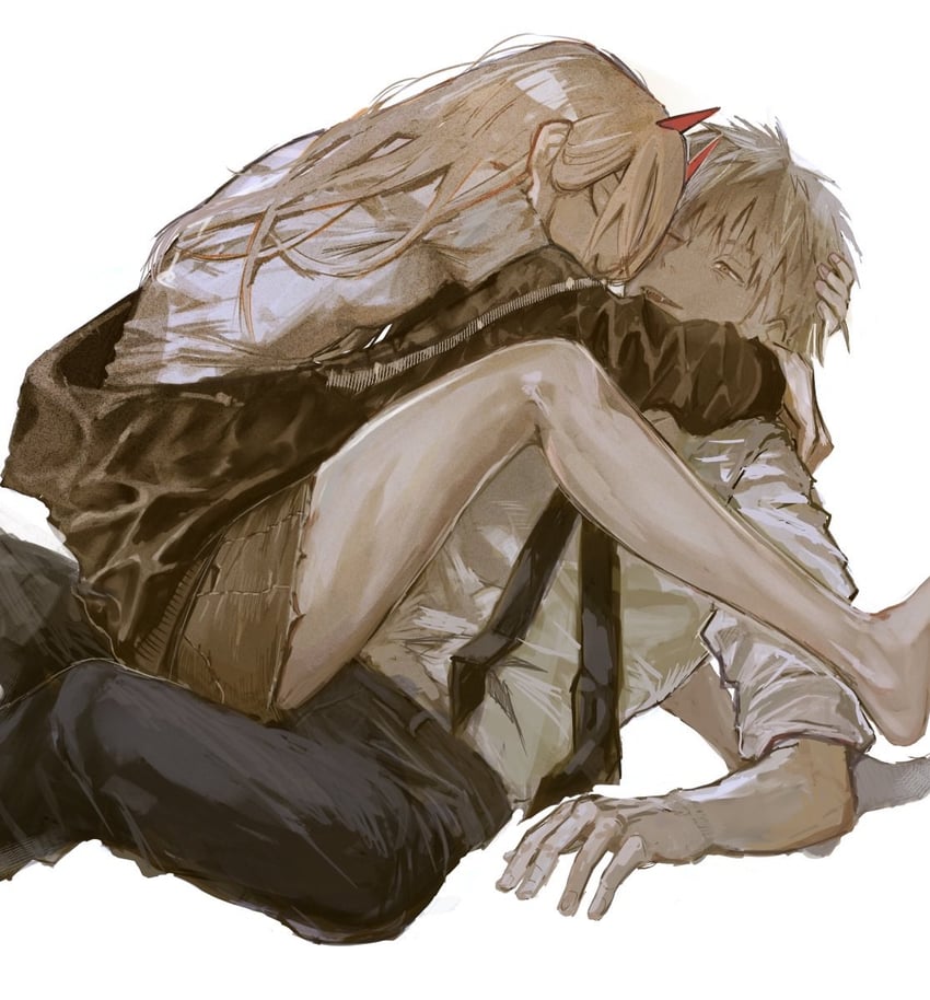 power and denji (chainsaw man) drawn by guri_otoko