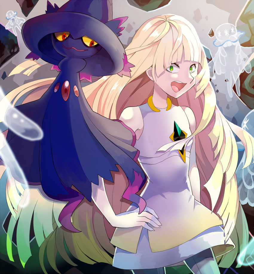 lusamine, mismagius, and nihilego (pokemon and 1 more) drawn by kazuru_wa