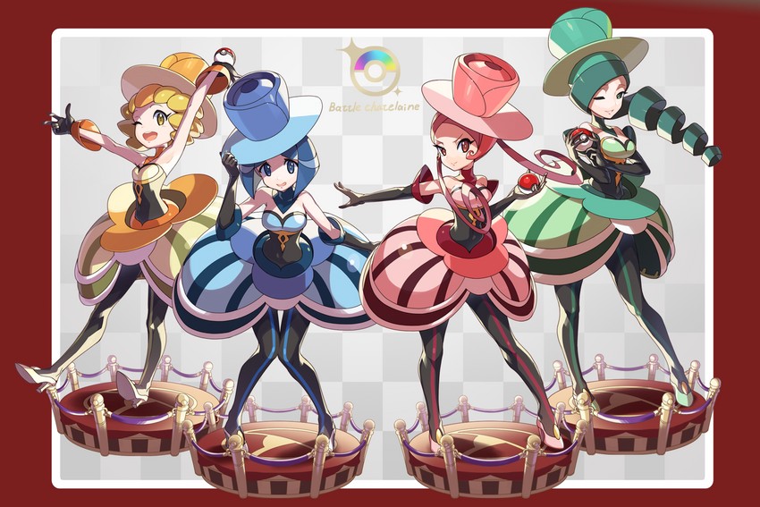 evelyn, dana, nita, and morgan (pokemon and 1 more) drawn by tonami_kanji