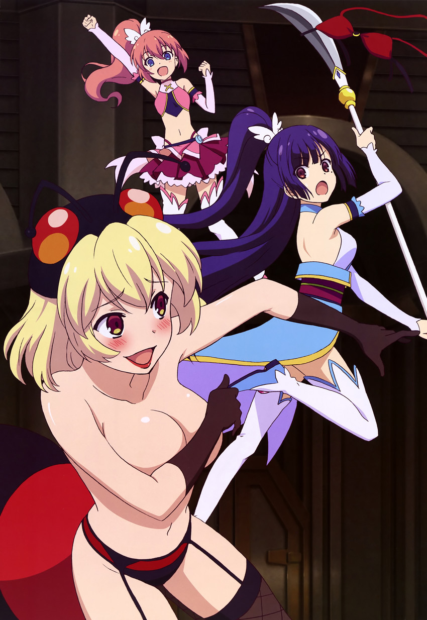amatsuki meguru, kisaragi sumire, angel rose, angel sapphire, mary, and 1 more (megami magazine and 2 more) drawn by oosawa_mina