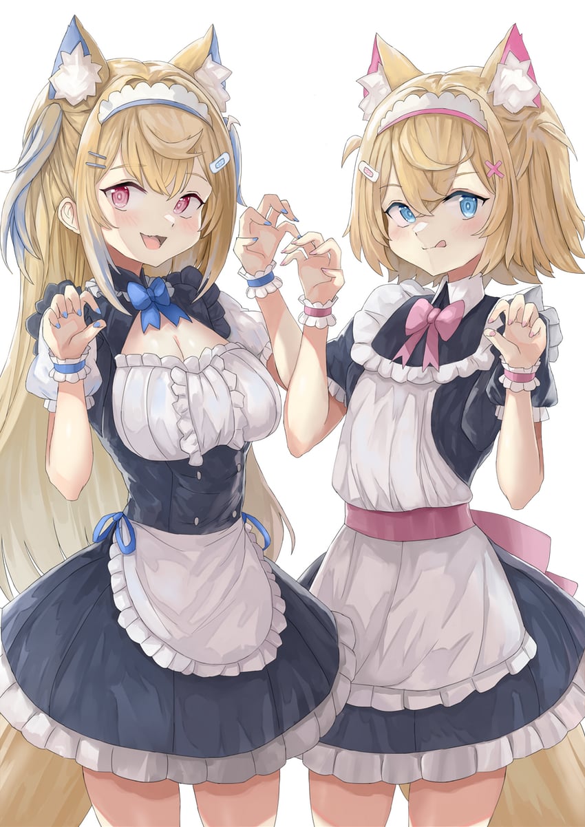 fuwawa abyssgard and mococo abyssgard (hololive and 1 more) drawn by mg42cat-k1ng