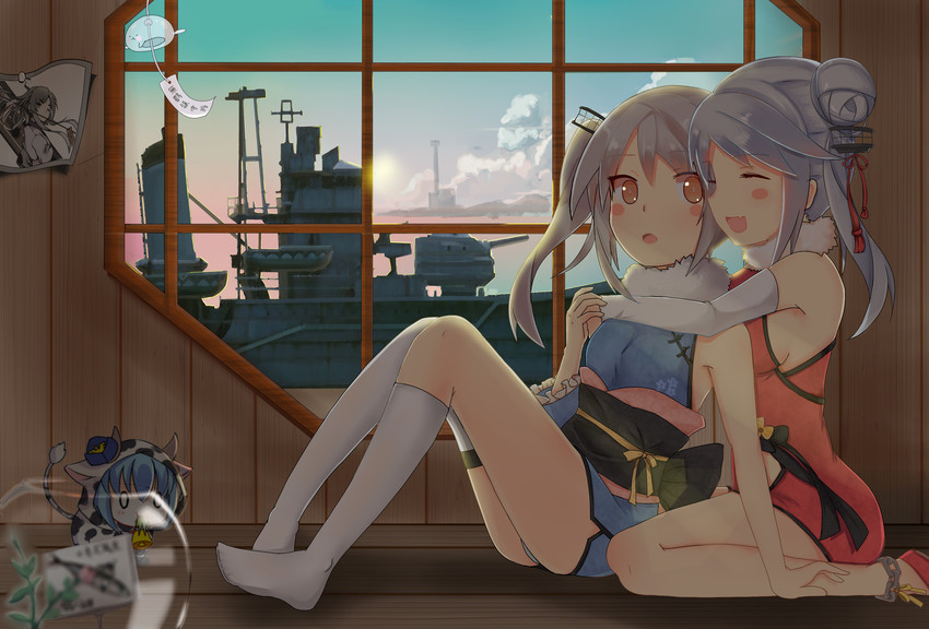 quincy, ning hai, ping hai, and kaga (warship girls r) drawn by yesheng_yaomeng