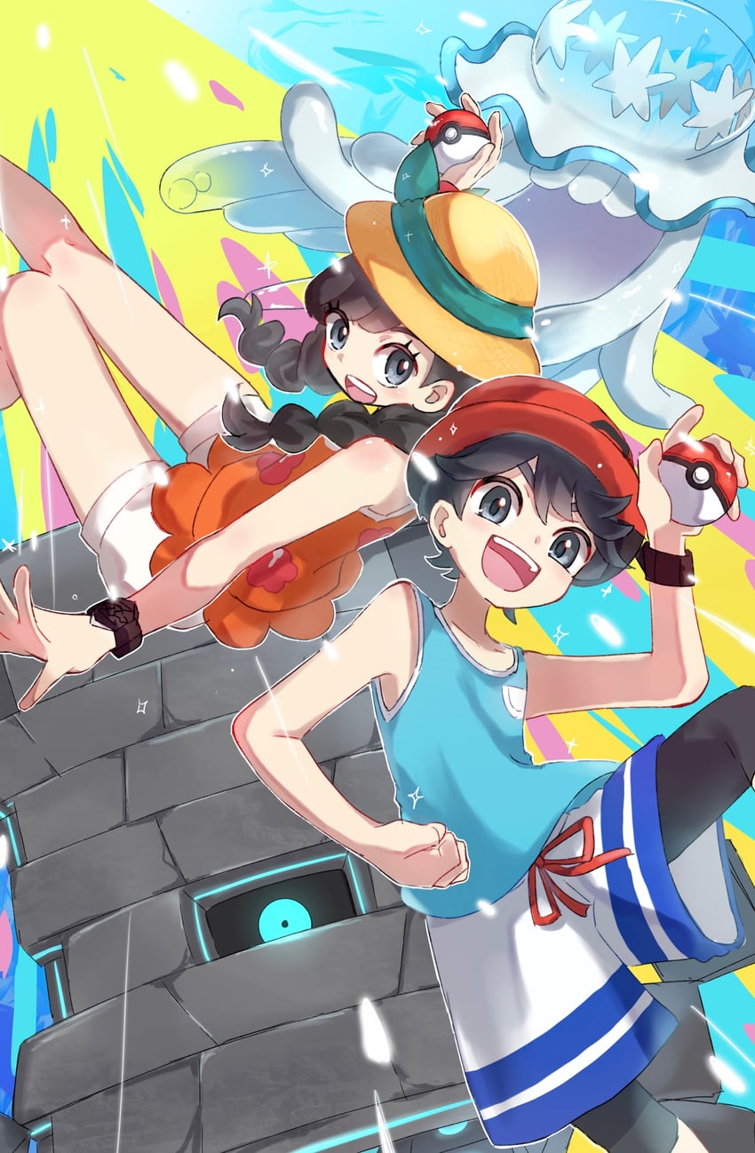 selene, elio, nihilego, and stakataka (pokemon and 2 more) drawn by yubo_(yubo_san)
