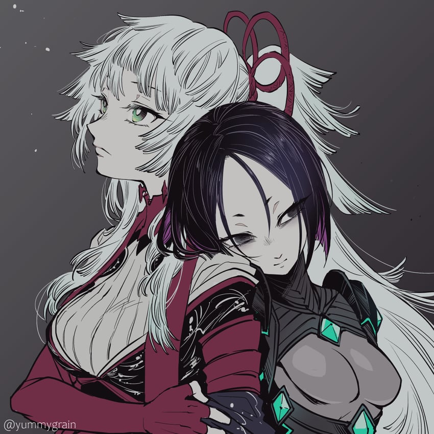 yui shousetsu and ushi gozen (fate and 1 more) drawn by misuke_(gyouran)