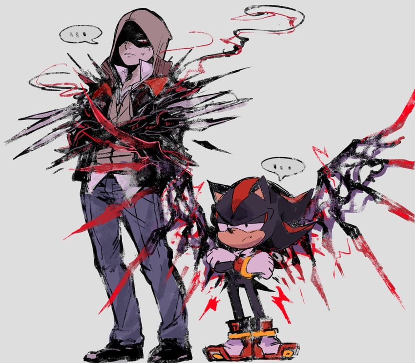 shadow the hedgehog and alex mercer (sonic and 3 more) drawn by aimf