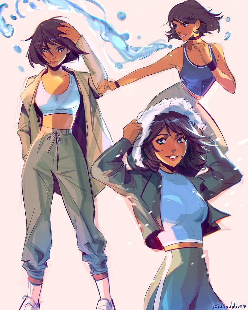 korra (avatar legends and 1 more) drawn by lotus_bubble