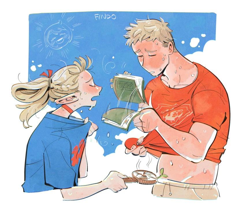marcille donato, falin touden, and laios touden (dungeon meshi) drawn by findoworld