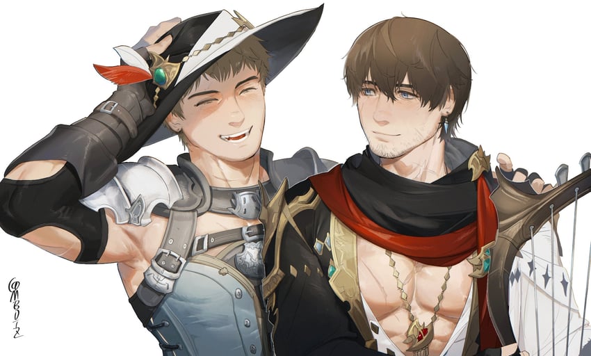 warrior of light, adventurer, and bard (final fantasy and 1 more) drawn by mbdtz