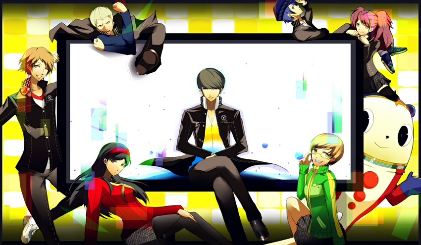 narukami yu, shirogane naoto, satonaka chie, kujikawa rise, amagi yukiko, and 3 more (persona and 1 more) drawn by sawakita_a