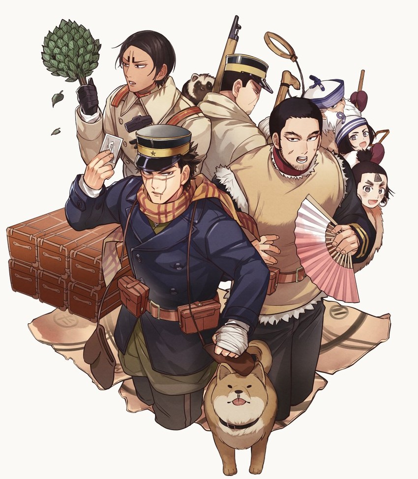 sugimoto saichi, tanigaki genjirou, tsukishima hajime, koito otonoshin, cikapasi, and 2 more (golden kamuy) drawn by nbsttr