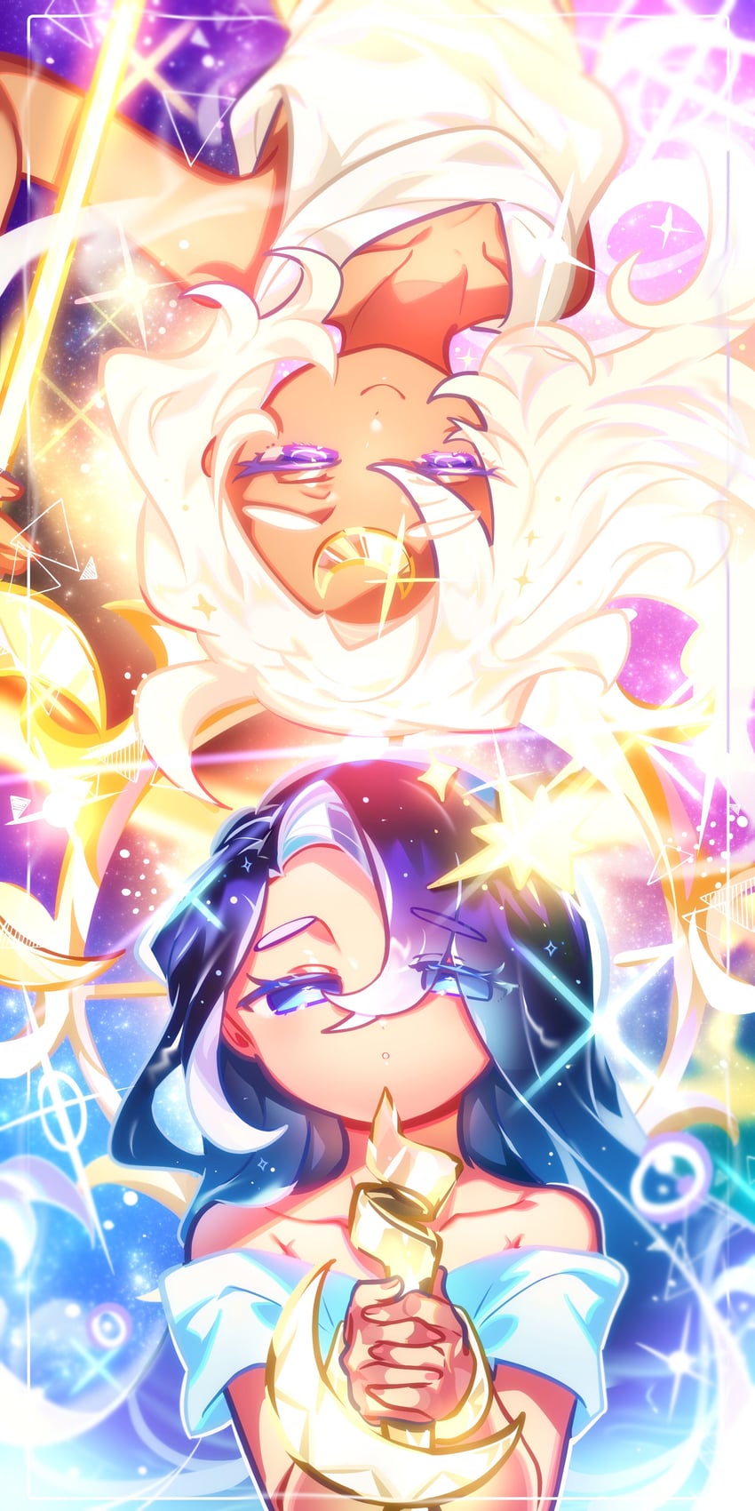 moonlight cookie and sea fairy cookie (cookie run and 1 more) drawn by omoyu_(nakyu715)