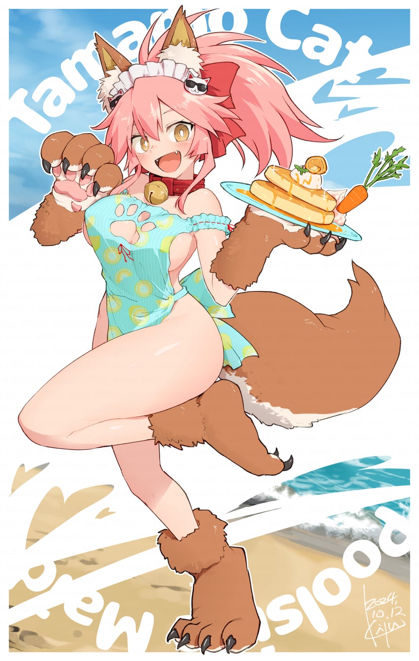 tamamo and tamamo cat (fate and 1 more) drawn by kiyu_(queue)